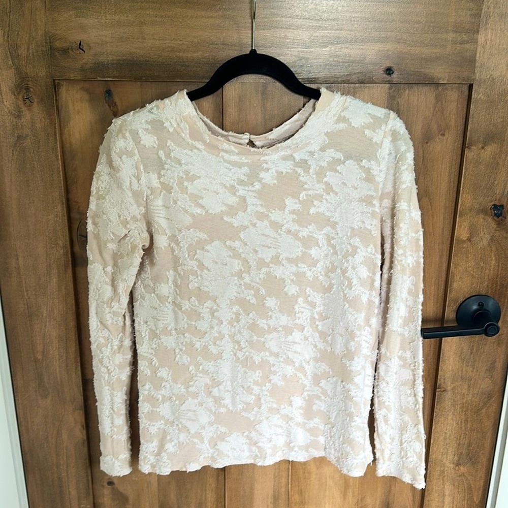Loft Top with /Nude with Cream Lace like pattern over